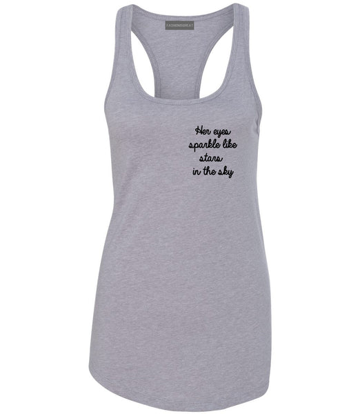 Eyes Sparkle Star Free Spirit Chest Grey Womens Racerback Tank Top