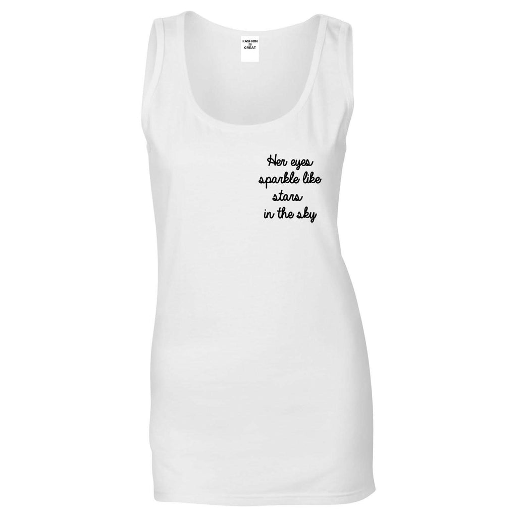Eyes Sparkle Star Free Spirit Chest White Womens Tank Top