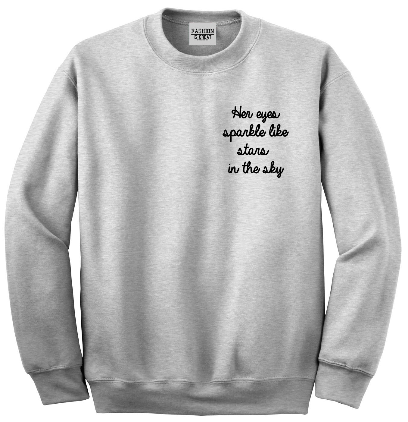 Eyes Sparkle Star Free Spirit Chest Grey Womens Crewneck Sweatshirt