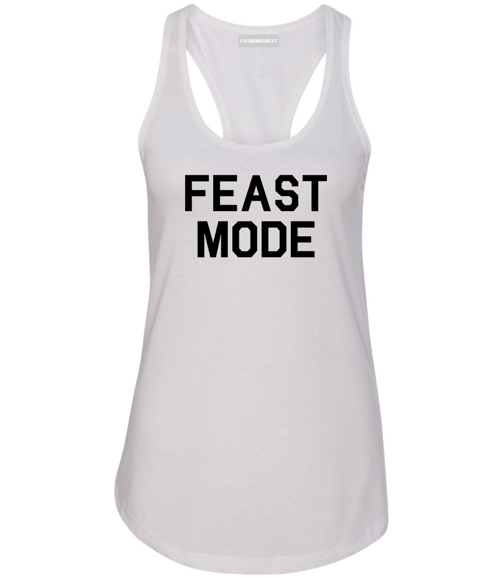 Feast Mode Thanksgiving Food White Racerback Tank Top