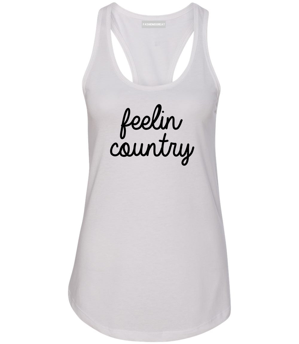 Feeling Country Texas White Racerback Tank Top
