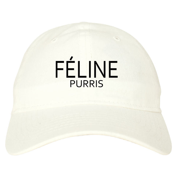 Feline Purris Funny Cat Dad Hat White