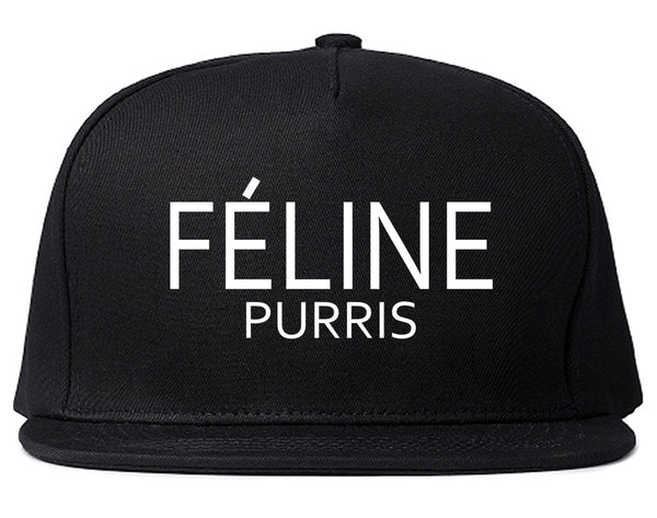 Feline Purris Funny Cat Snapback Hat Black