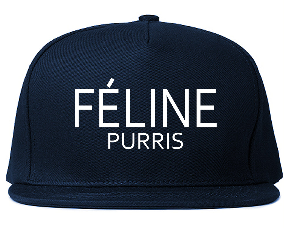 Feline Purris Funny Cat Snapback Hat Blue
