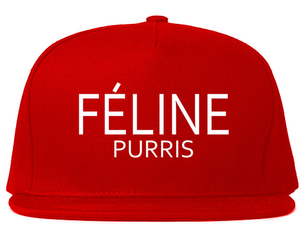 Feline Purris Funny Cat Snapback Hat Red