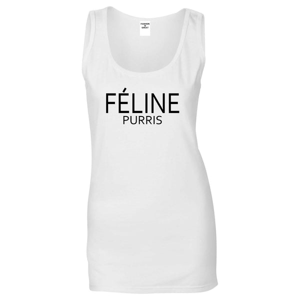 Feline Purris Funny Cat Womens Tank Top Shirt White