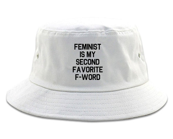 Feminist F Word Funny white Bucket Hat