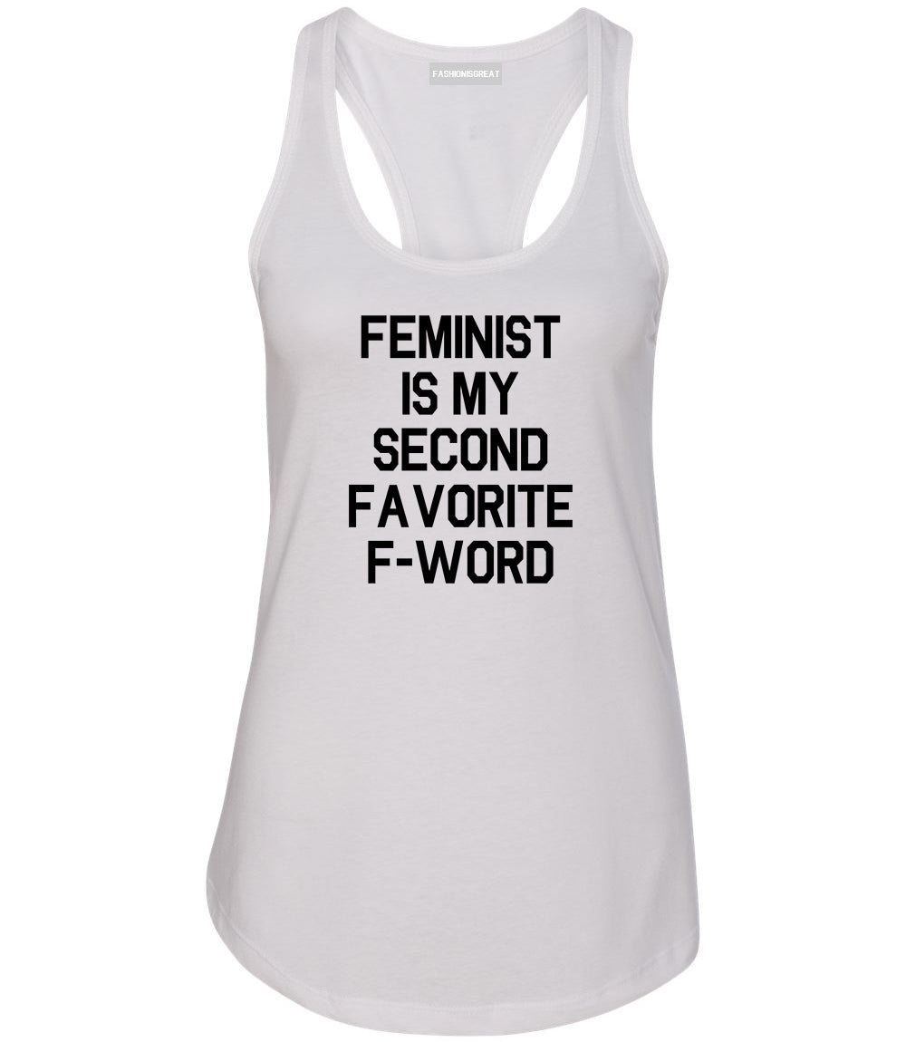 Feminist F Word Funny White Womens Racerback Tank Top