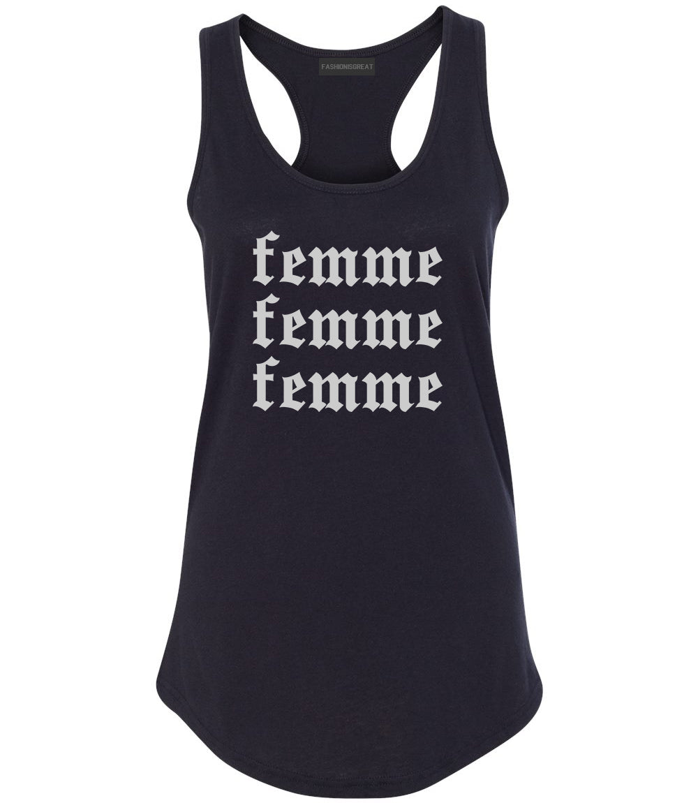 Femme Feminist Black Womens Racerback Tank Top