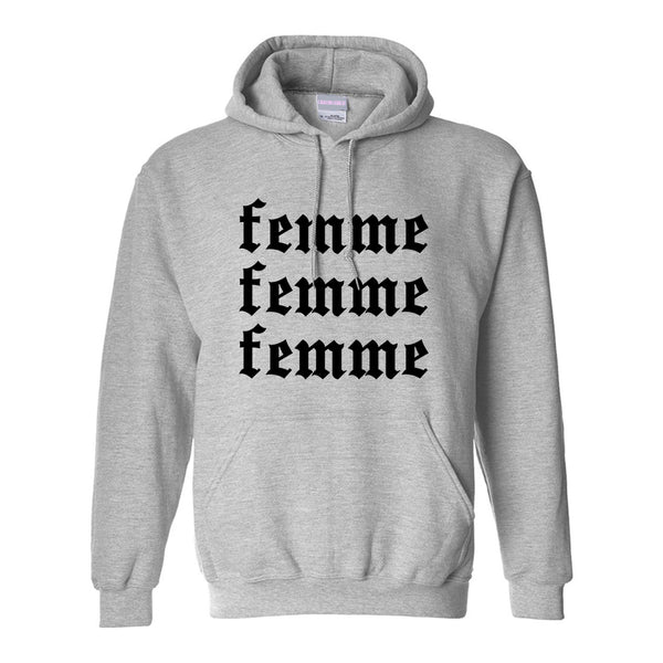 Femme Feminist Grey Womens Pullover Hoodie