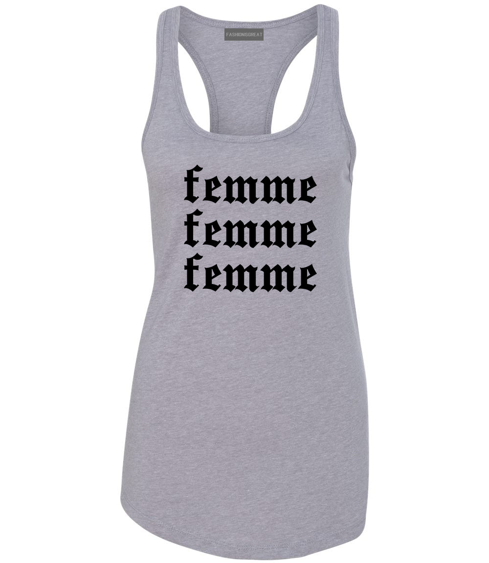 Femme Feminist Grey Womens Racerback Tank Top