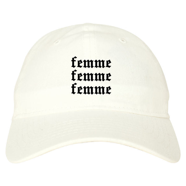 Femme Feminist white dad hat