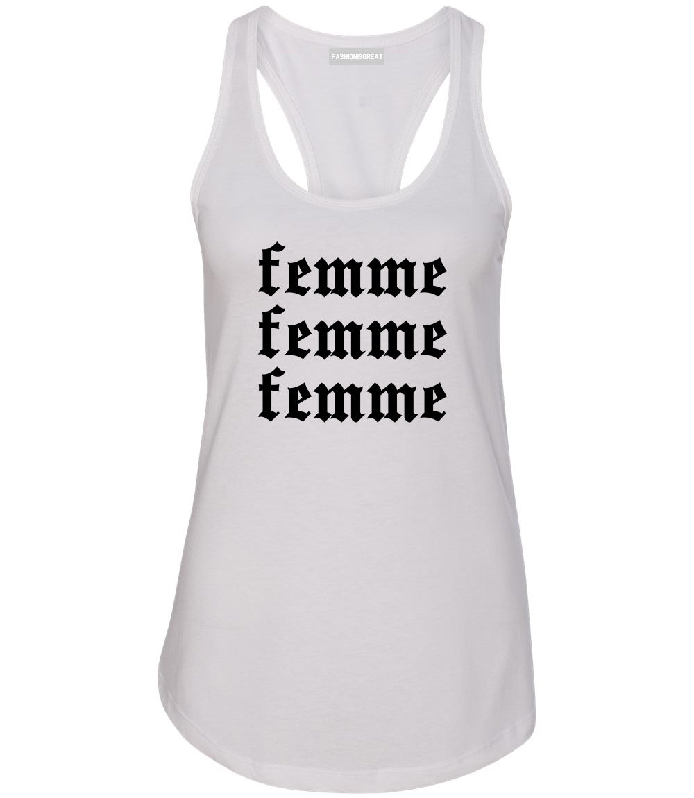 Femme Feminist White Womens Racerback Tank Top