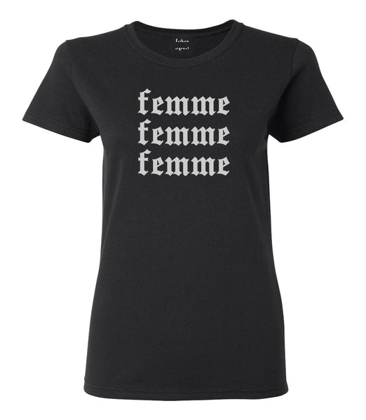 Femme Feminist Black Womens T-Shirt