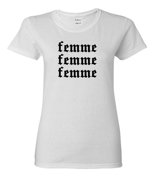 Femme Feminist White Womens T-Shirt