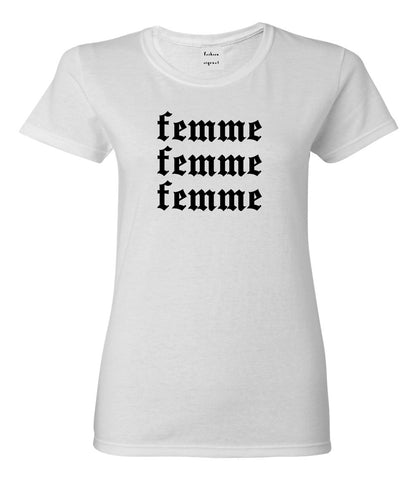 Femme Feminist White Womens T-Shirt