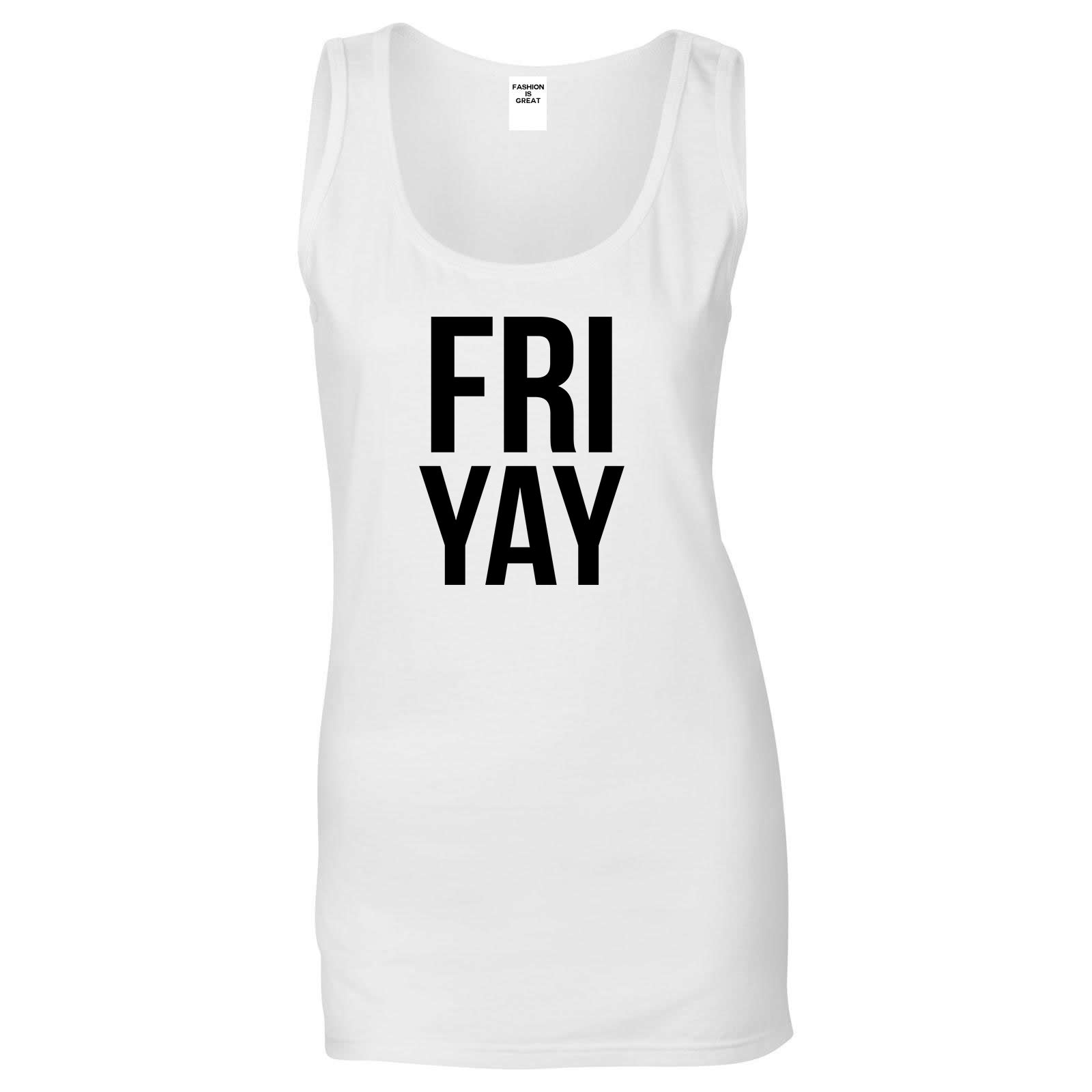 Fri Yay Friday Weekend Teacher White Tank Top
