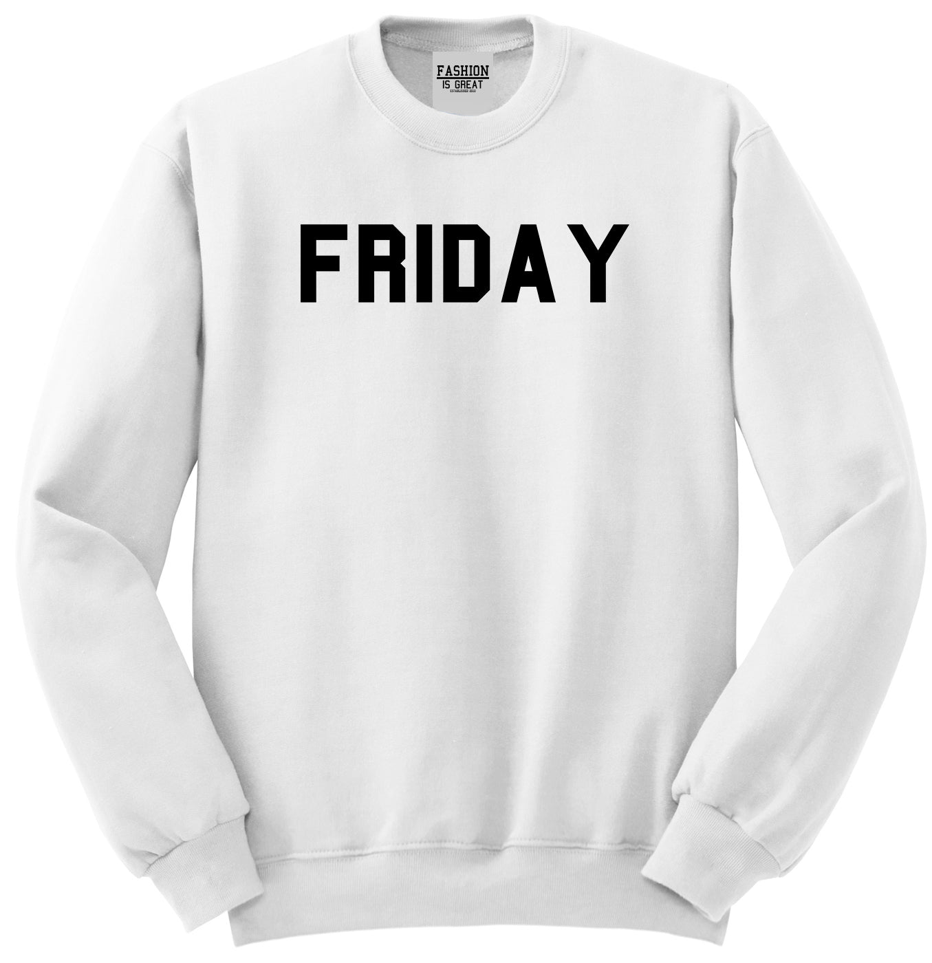 Friday Days Of The Week White Womens Crewneck Sweatshirt