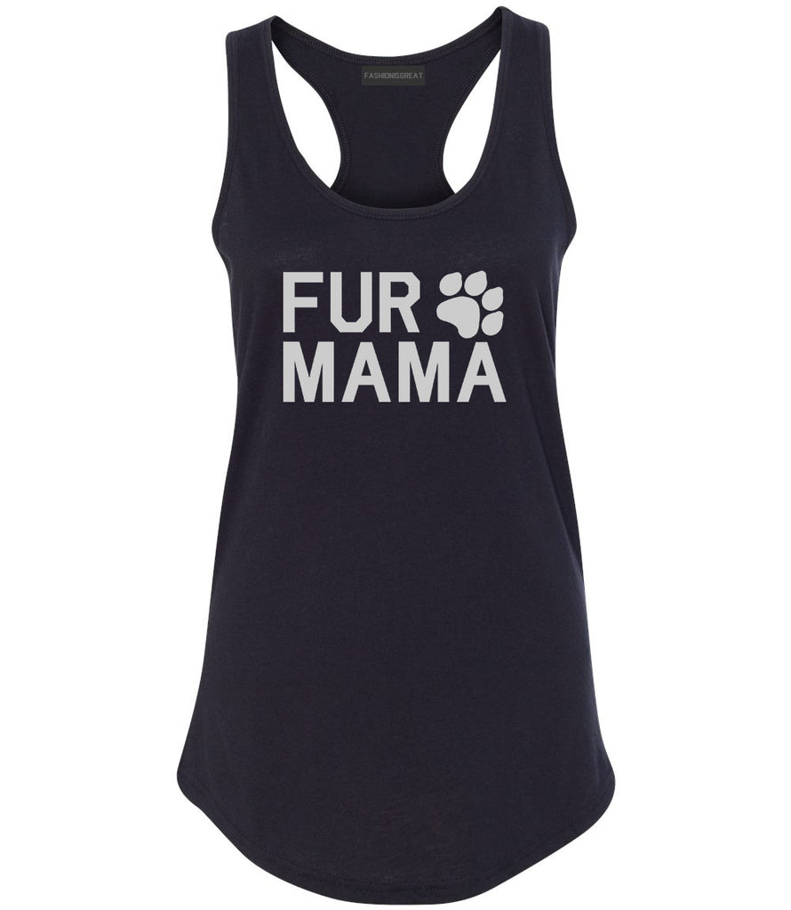 Fur Mama Dog Mom Black Racerback Tank Top