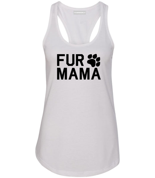 Fur Mama Dog Mom White Racerback Tank Top
