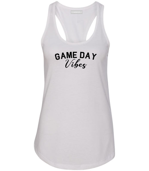 Game Day Vibes White Racerback Tank Top