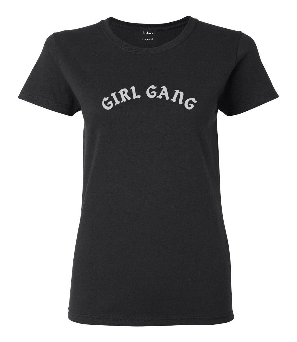 Girl Gang Squad Womens Graphic T-Shirt Black
