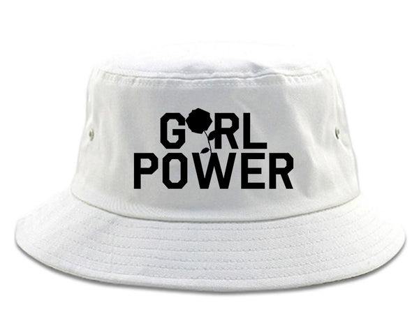 Girl Power Rose Bucket Hat White