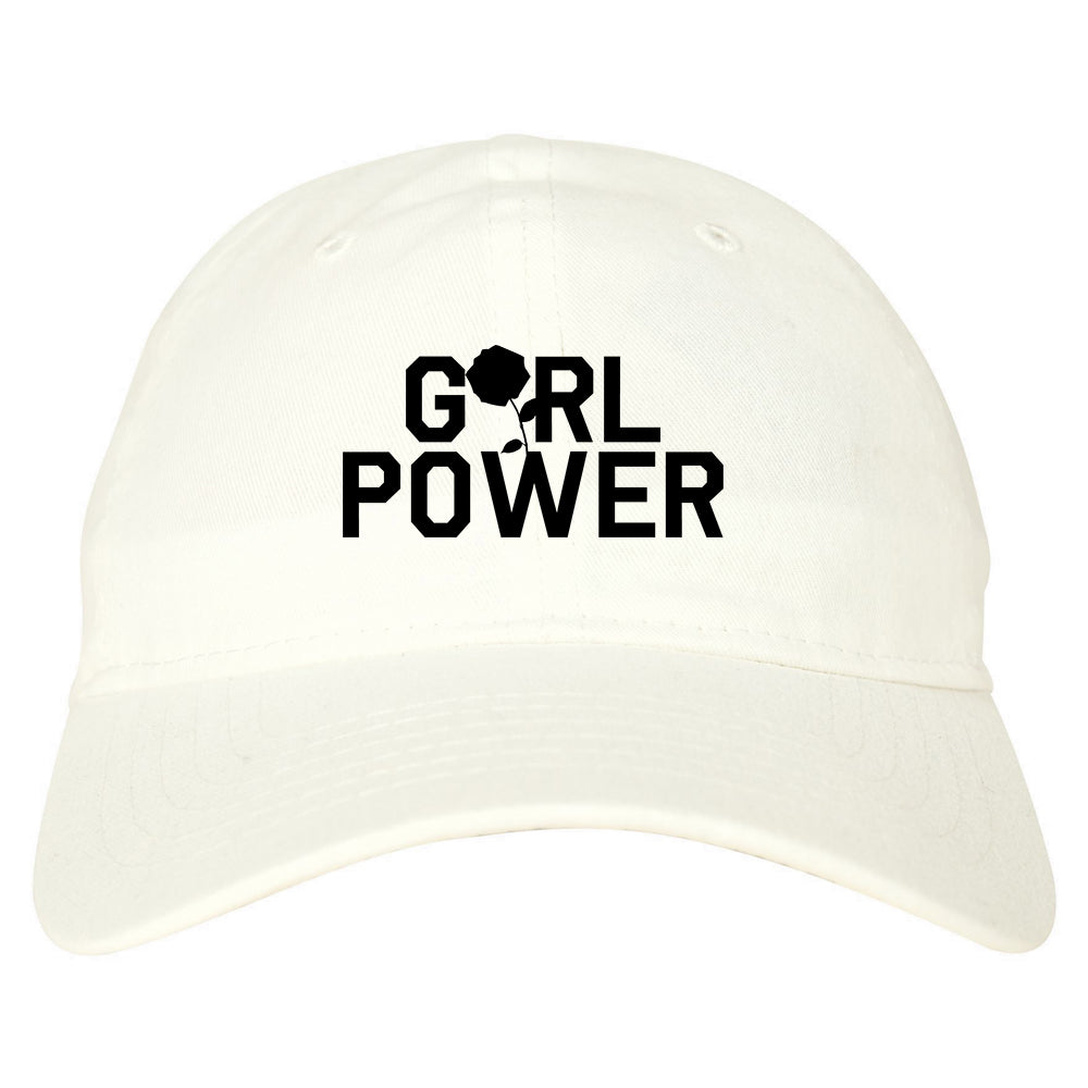 Girl Power Rose Dad Hat White