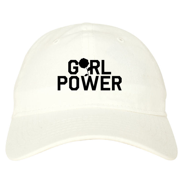Girl Power Rose Dad Hat White