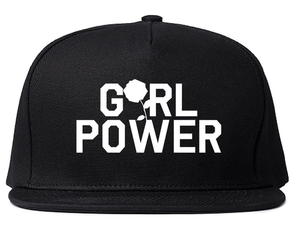 Girl Power Rose Snapback Hat Black