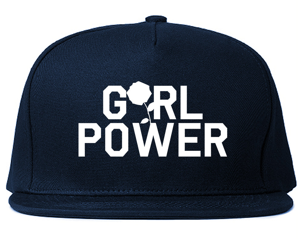 Girl Power Rose Snapback Hat Blue