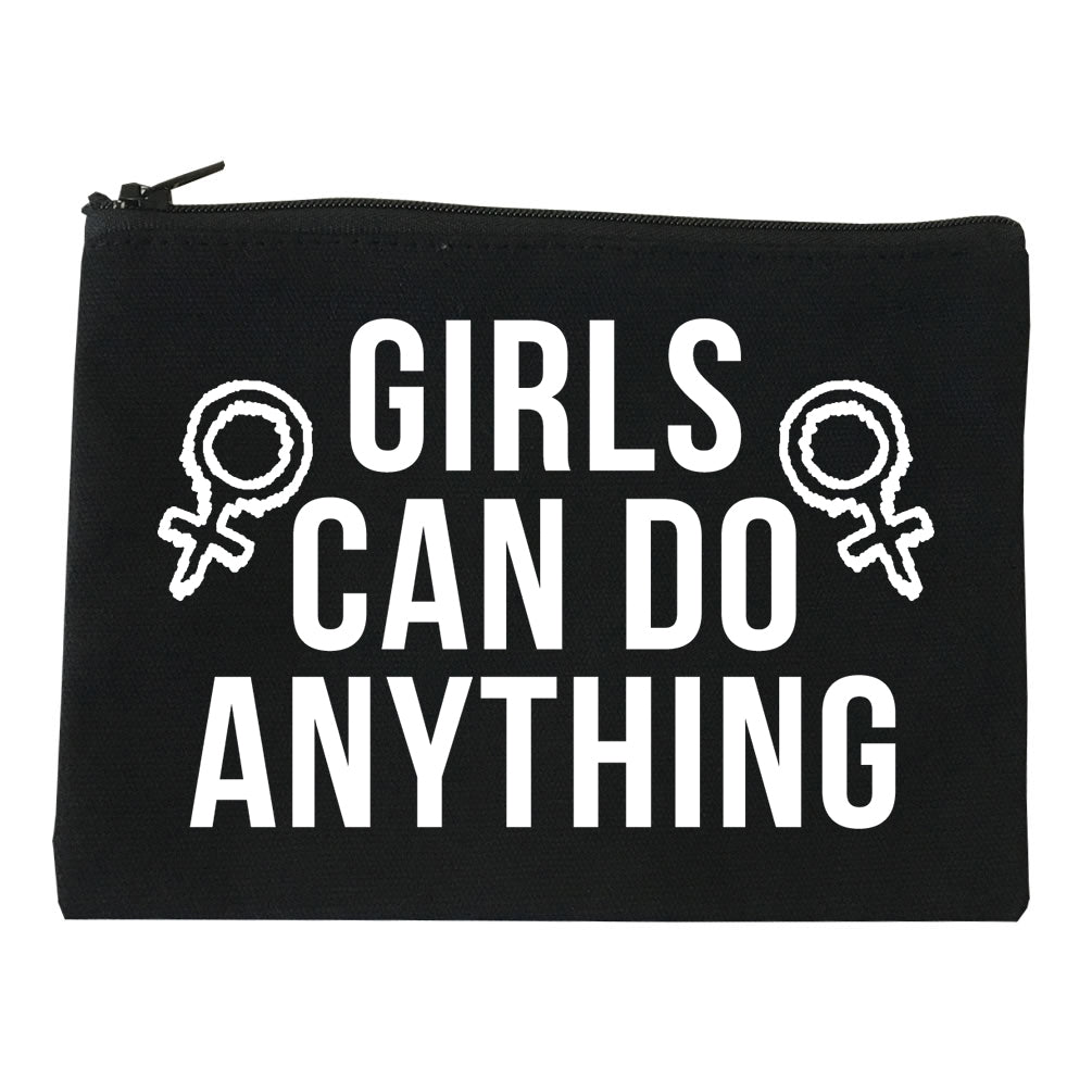 Girls Can Do Anything Feminist Logo Makeup Bag Red