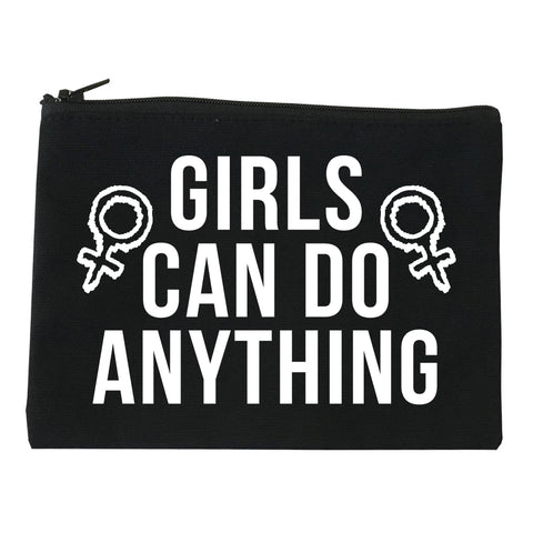 Girls Can Do Anything Feminist Logo Makeup Bag Red