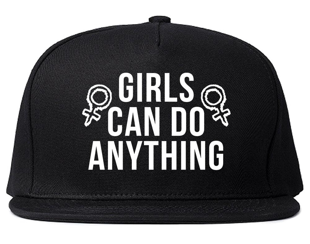 Girls Can Do Anything Feminist Logo Snapback Hat Black