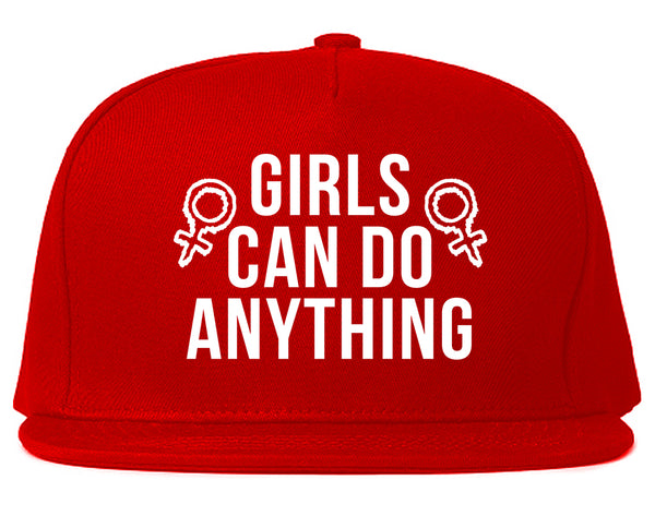 Girls Can Do Anything Feminist Logo Snapback Hat Red
