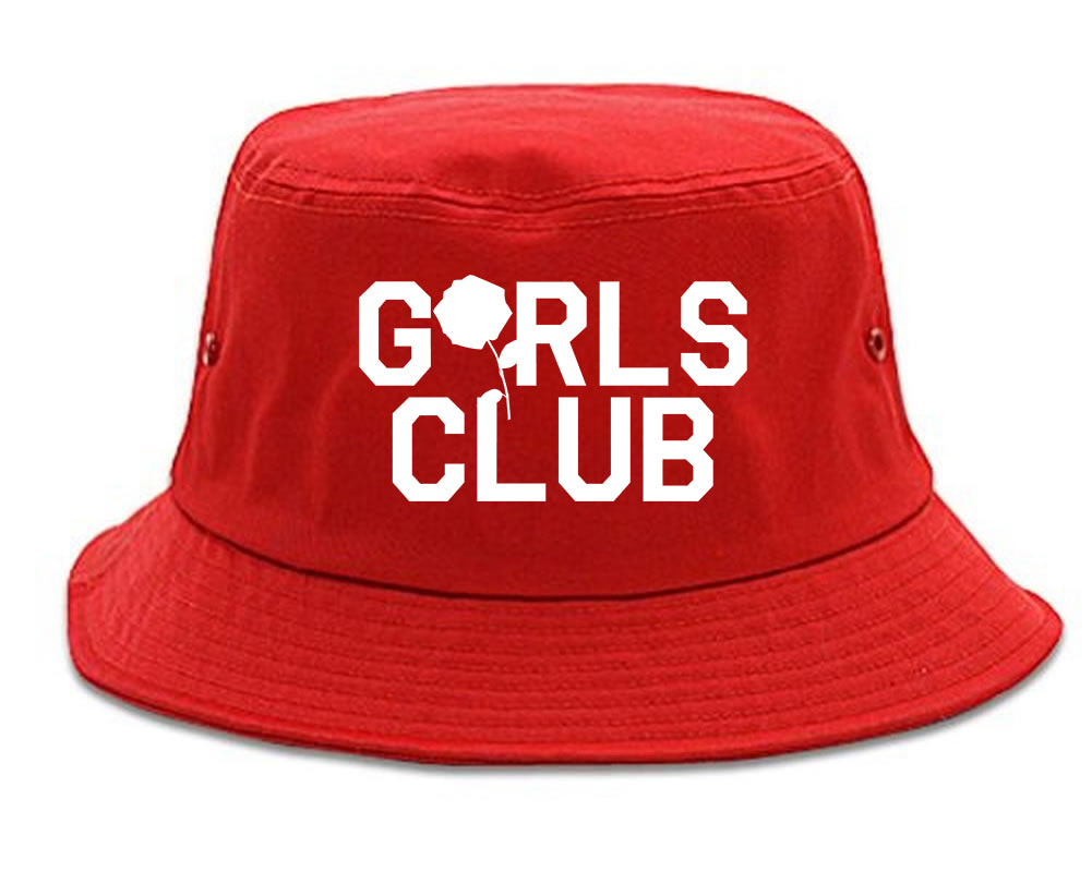 Girls Club Rose Bucket Hat Red