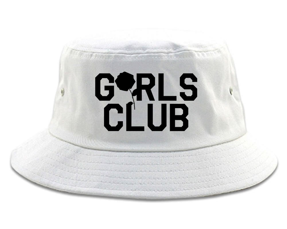 Girls Club Rose Bucket Hat White