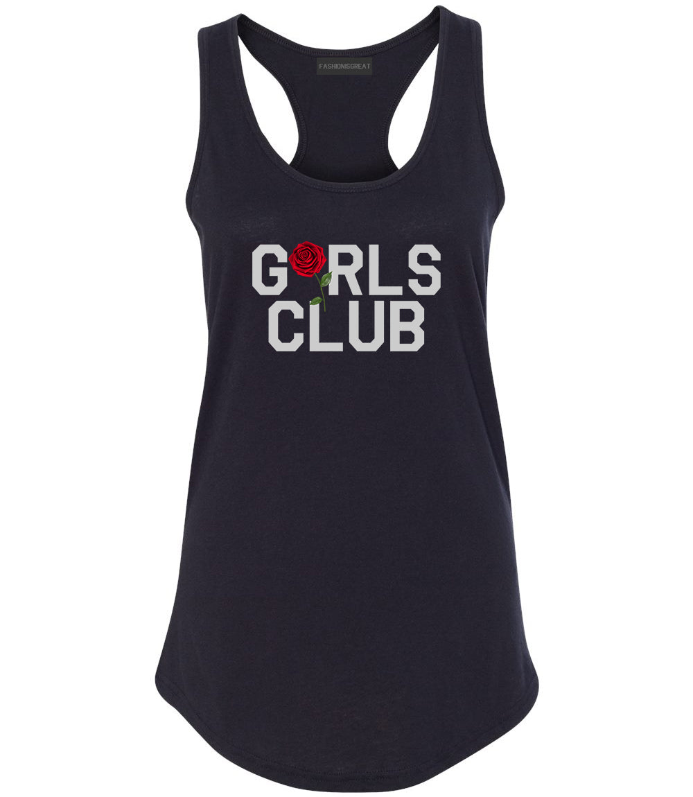 Girls Club Rose Womens Racerback Tank Top Black