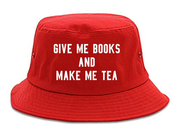 Give Me Books Make Tea Red Bucket Hat