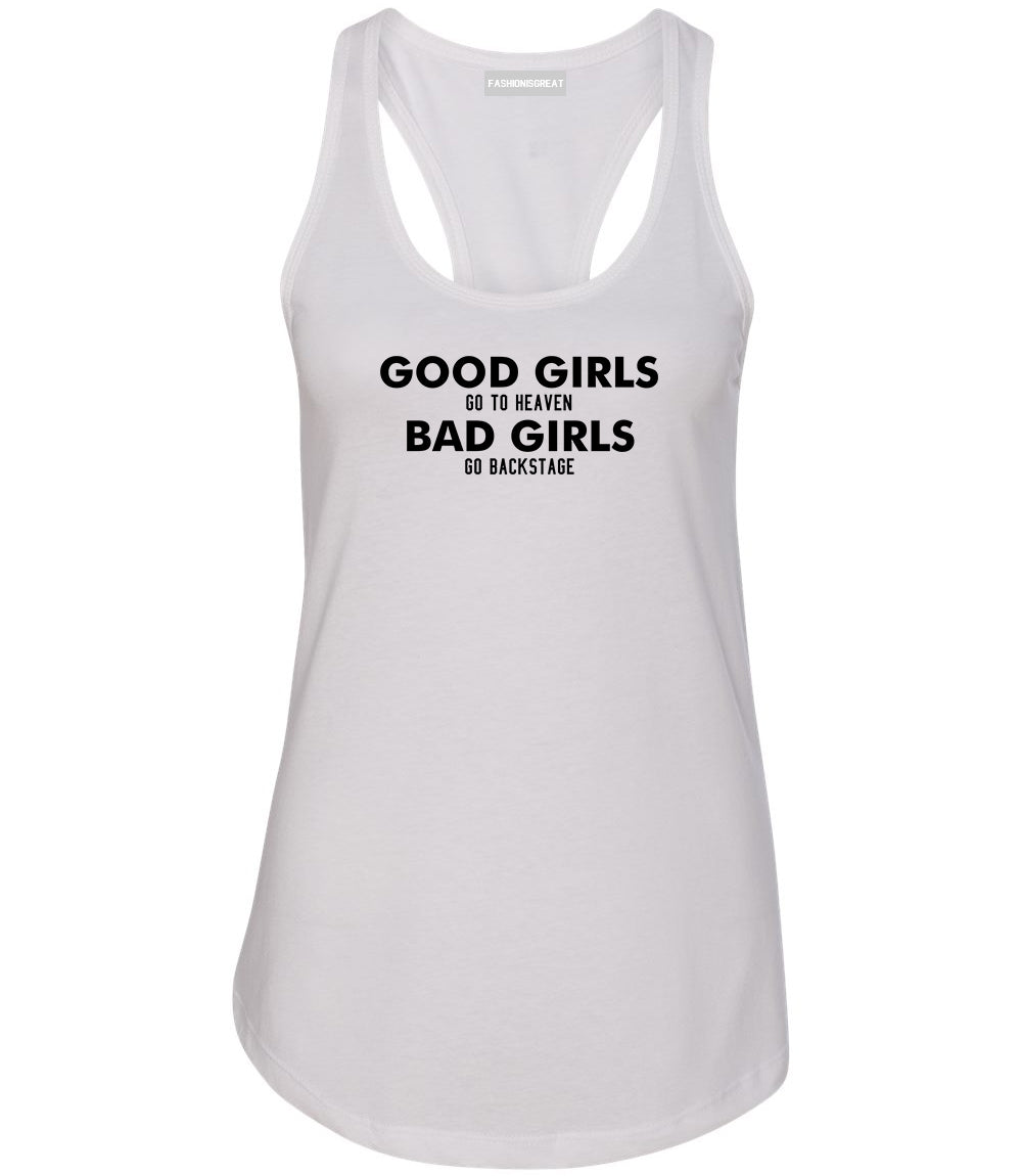 Good Girls Go To Heaven Funny Womens Racerback Tank Top White