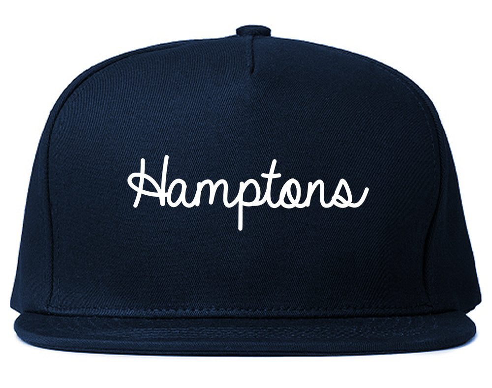 Hamptons NY Script Chest Blue Snapback Hat