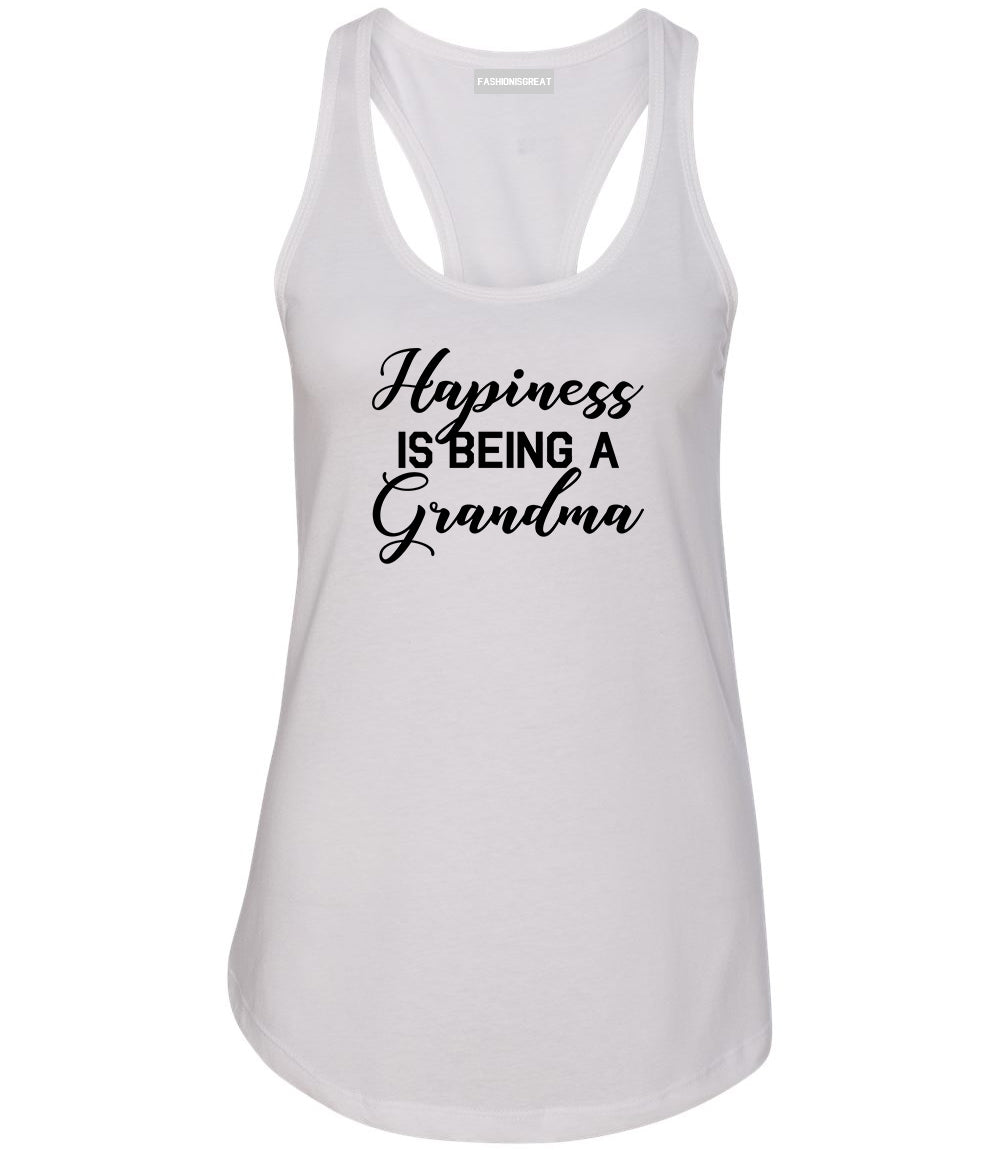 Happiness Is Being A Grandma White Womens Racerback Tank Top
