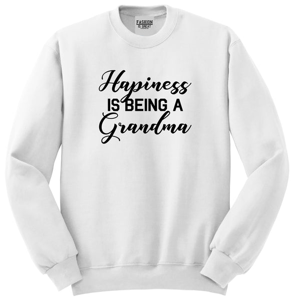 Happiness Is Being A Grandma White Womens Crewneck Sweatshirt