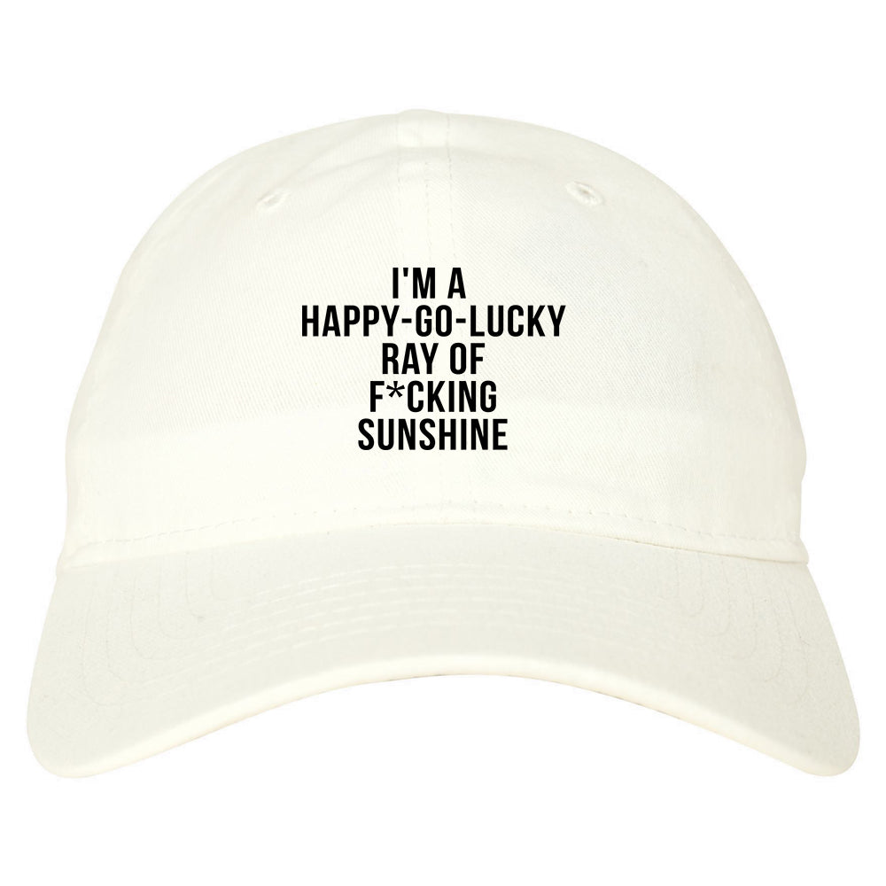 Happy Go Lucky Dad Hat White