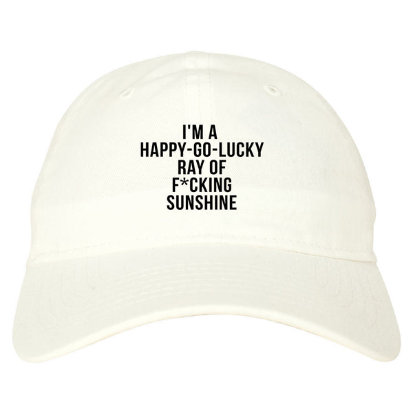 Happy Go Lucky Dad Hat White