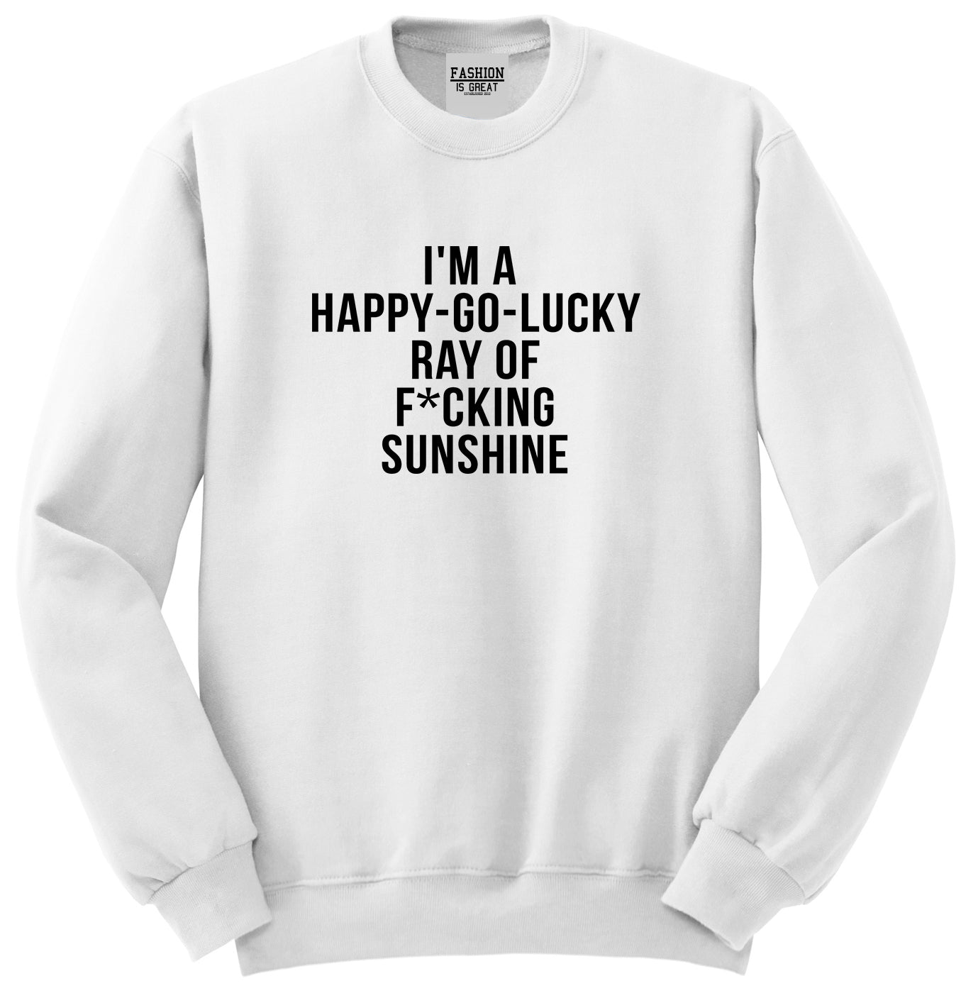 Happy Go Lucky Unisex Crewneck Sweatshirt White