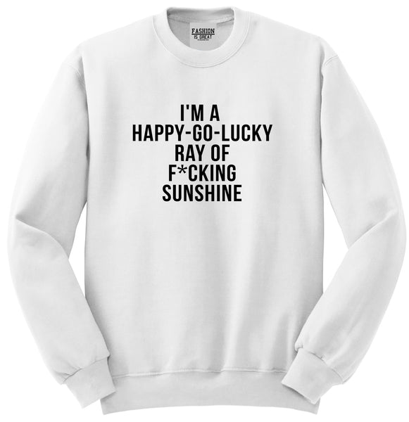 Happy Go Lucky Unisex Crewneck Sweatshirt White