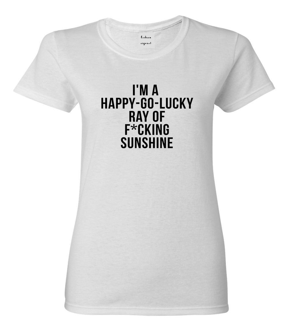 Happy Go Lucky Womens Graphic T-Shirt White