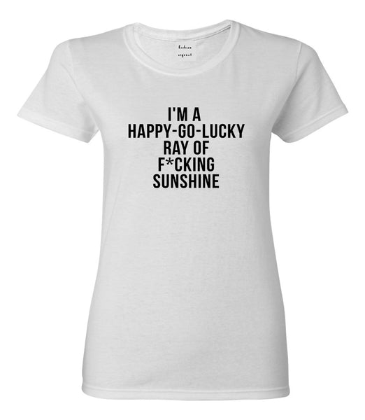 Happy Go Lucky Womens Graphic T-Shirt White