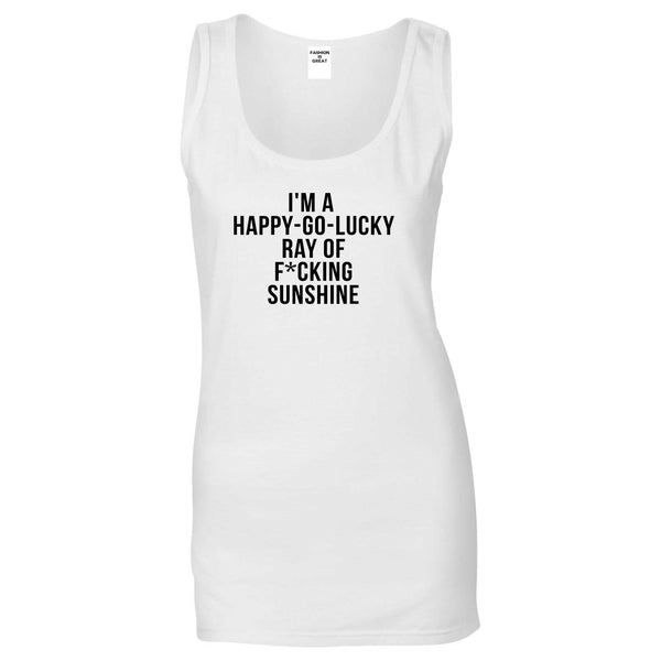 Happy Go Lucky Womens Tank Top Shirt White